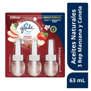 Ambientador Glade Plugins Aceite Blister x3 Ambientadores x21ml Manzana y Canela