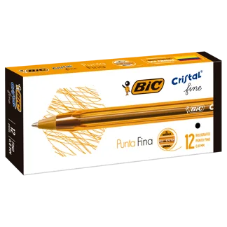 Boligrafo BIC Cristal Punta Fina Negro x12Un