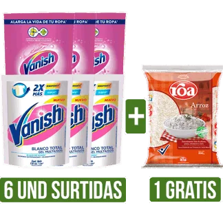 6Un Desmanchador Vanish Liquido Surtido x130ml Gts Arroz Roa Fortiplus x500gr