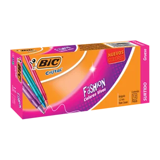 Boligrafo Bic Cristal Fashion Surtido x12 Boligrafos
