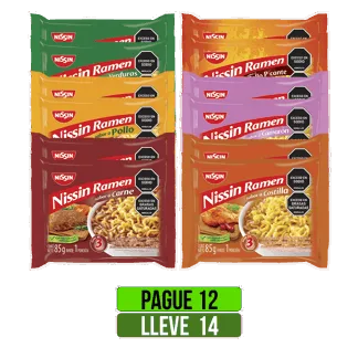 Pague 12 Lleve 14Un Nissin Ramen Surtidox85gr